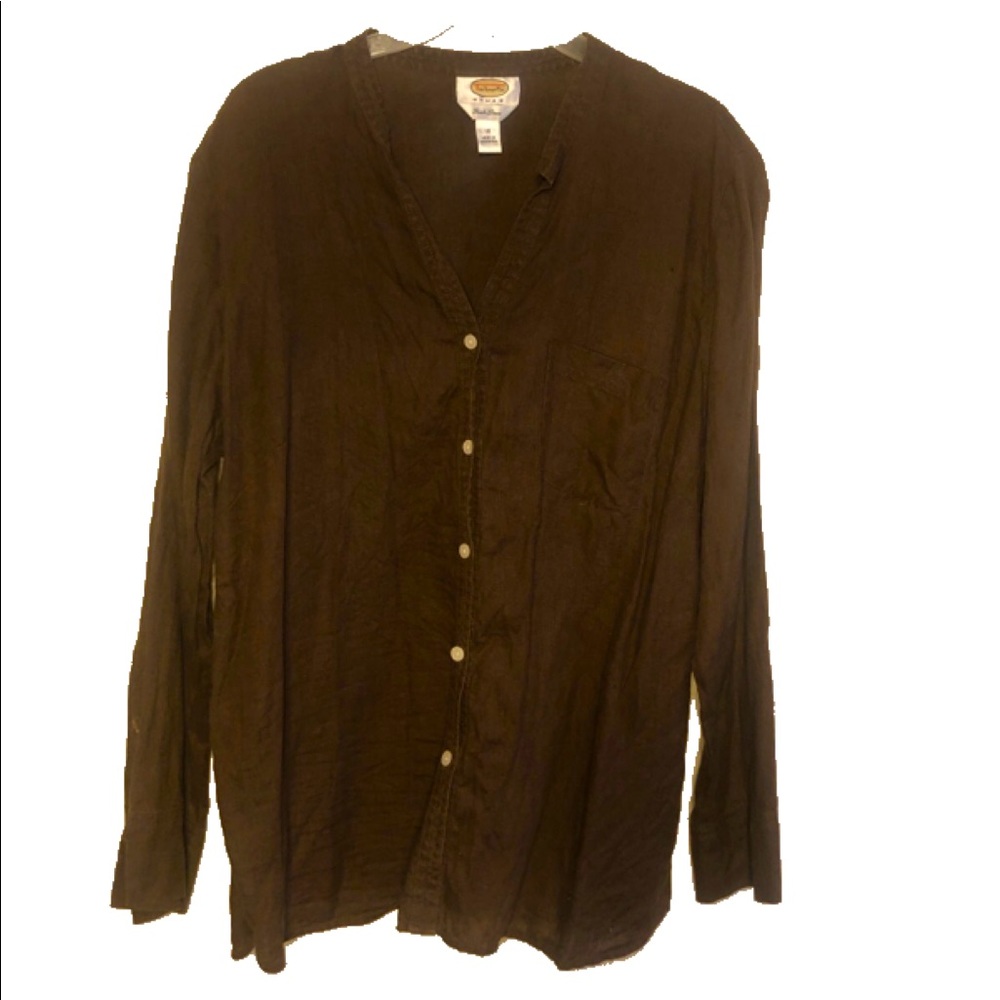 Talbots black linen button down